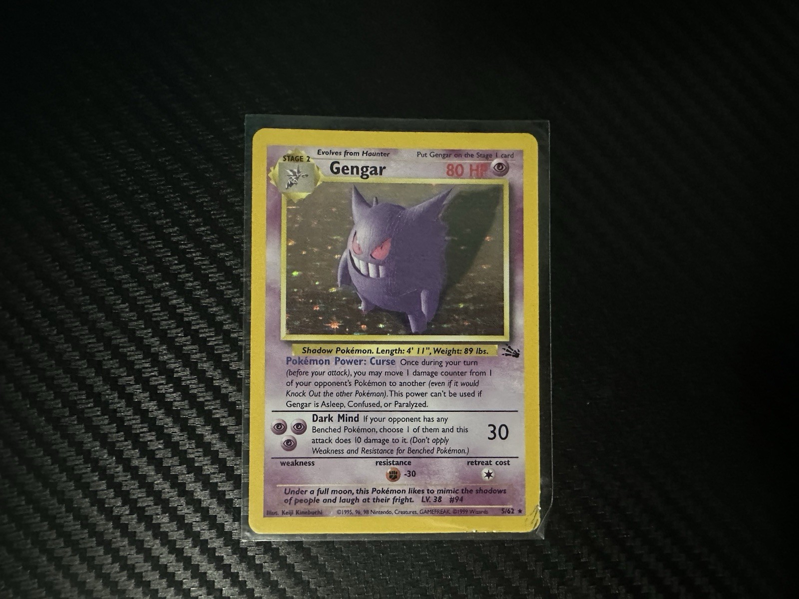 Gengar Holo Unlimited Fossil Set 5/62 Rare Pokemon Card