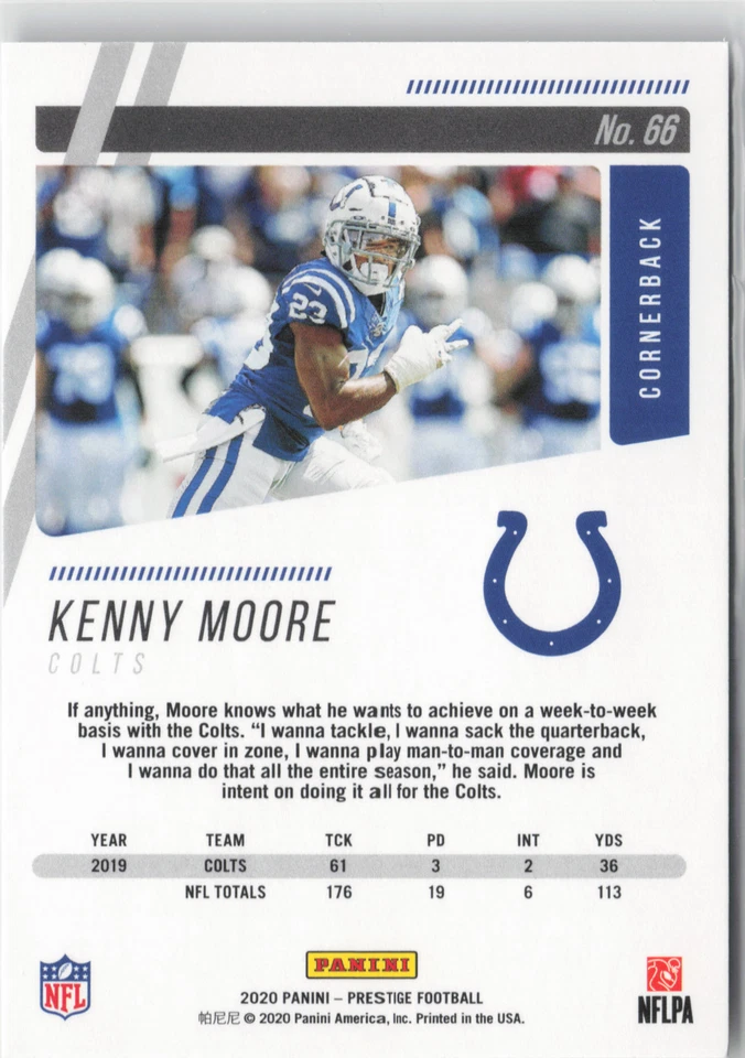2020 Panini Prestige #66 Kenny Moore - Image 2 of 2