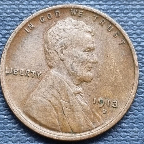 1913 D Lincoln Wheat Cent 1c Denver High Grade AU #95360