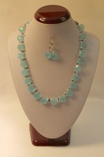 Natural Chalcedony Faceted Round Briolette Gemstone Necklace 18 -20 inches