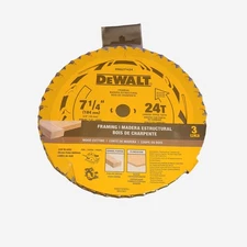 3 Pack, Dewalt Toughtrack 7-1/4In Circular Saw Carbide Tipped Blade, 24T