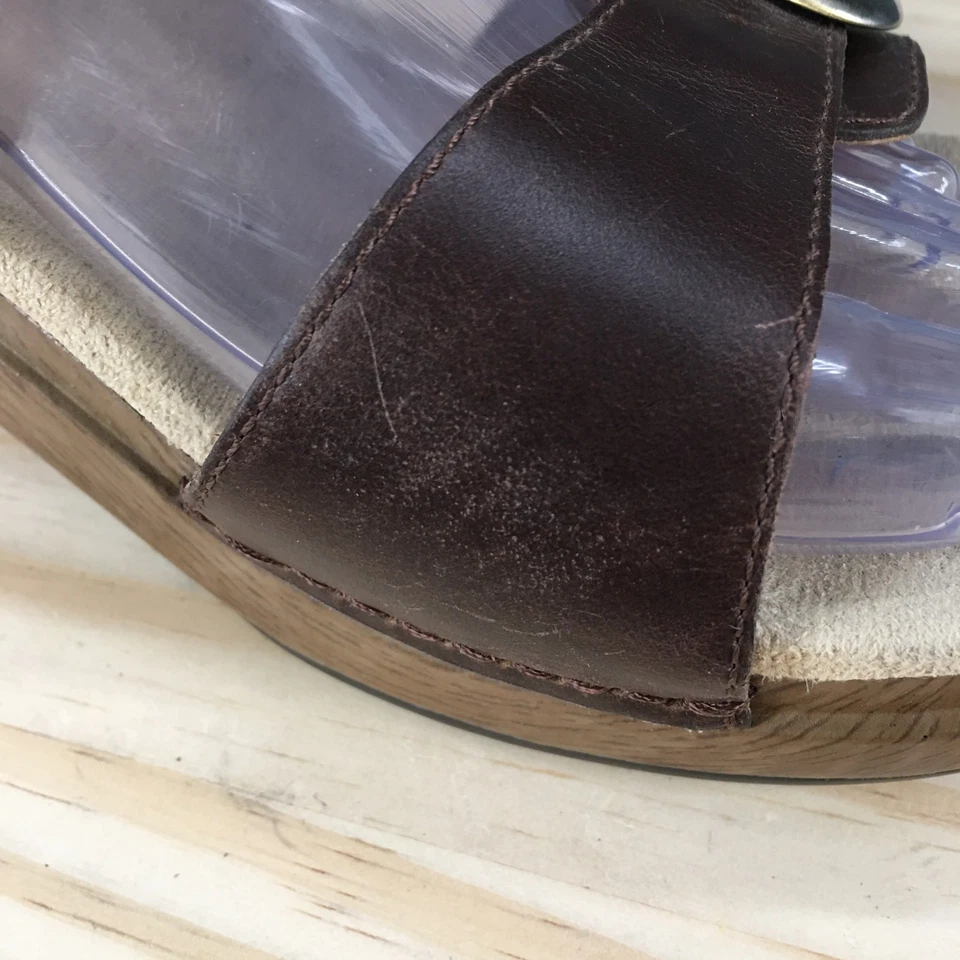 Sandalias Dansko para mujer 40 Sophie Slide cuero marrón informales punta abierta tacones en bloque Foto 4 de 4