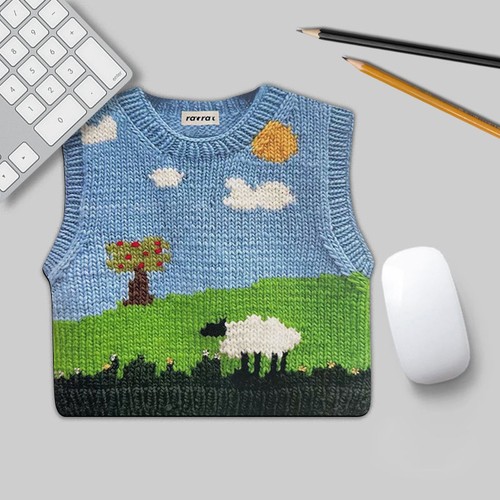 Creative Cute Sweater Printed Mouse Pad Anti-slip Thickened Keyboard Mice Mat - Photo 3/20
