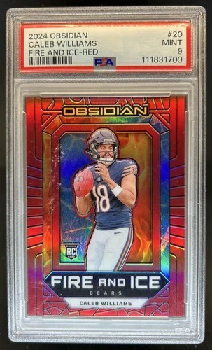 2024 Panini Obsidian Caleb Williams Fire and Ice RC Red Rookie #/75 Bears PSA 9