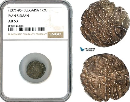 AL032, Bulgaria, Ivan Sisman, 1/2 Gros ND (1371-95) Silver, NGC AU53