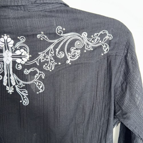 Panhandle Slim Damen Western Hemd - Druckknopfleiste - Schwarz Weiß Cross - Small - Bild 8 von 8