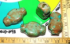 CERAMIC BEADS 4-ct Flattened Middle   Splatter Glazed  NEW