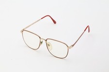 Vintage Barrett Gold Metal Eyeglasses Frames Red Tips 58/15 135 Retro