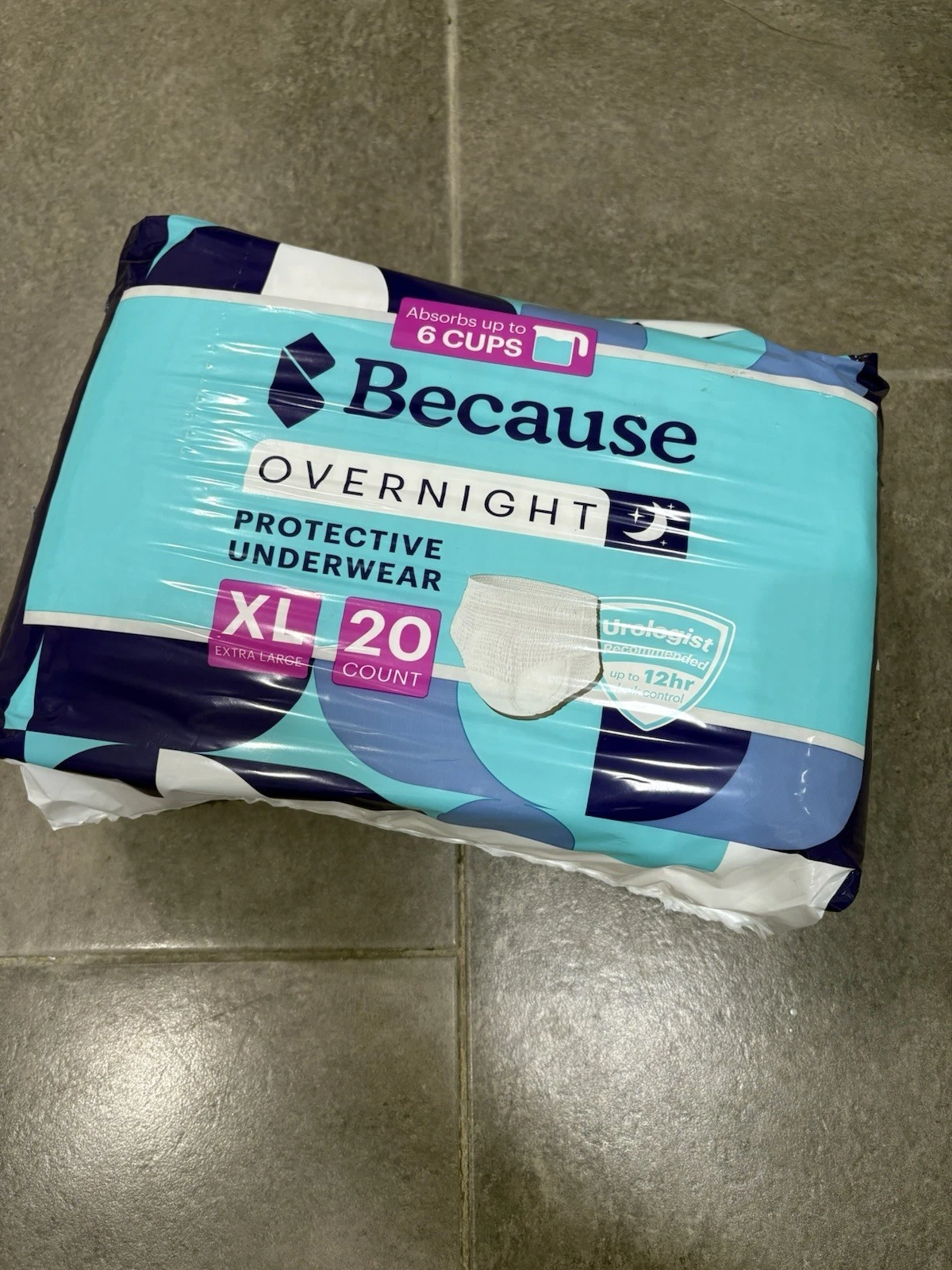 Because Overnight Protective Underwear XL 20 Count - Absorbs up to 6 Cups