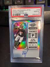 DRAKE LONDON RC 2022 Contenders Optic #115 Silver AUTO-ROOKIE CARD, PSA 10 GEM!!