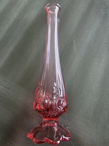 Fenton Art Glass Dusty Rose 10" Swung Bud Vase
