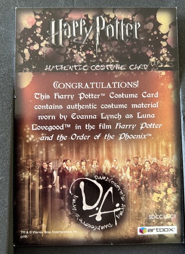 Harry Potter Dumbledore‘s Army Jumbo Costume Card Set 5- 2010 Artbox SDCC Exclu - Picture 7 of 9