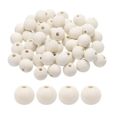 50pcs 20mm Wooden Color Round Wood Beads 3.3mm Large Hole for Jewelry Making