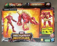Marvel Mech Strike Mechasaurs: 4" IRON MAN Figure & IRON STOMPER (2023, Hasbro)