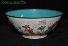 6.8" Marked china bronze Cloisonne fish goldfish lotus statue Tea cup Bowl Bowls