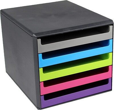 Schubladenbox schwarz color DIN C4 mit 5 Schubladen - SOFORT 2. Wahl / B-Ware