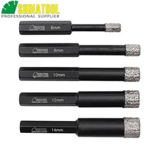 5pcs 6/8/10/12/14mm Diamond Dry Drilling Bits Hex Shank Core Hole Saw Cutters