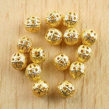 100pcs 6mm Gold tone craft hollow spacers beads h0610