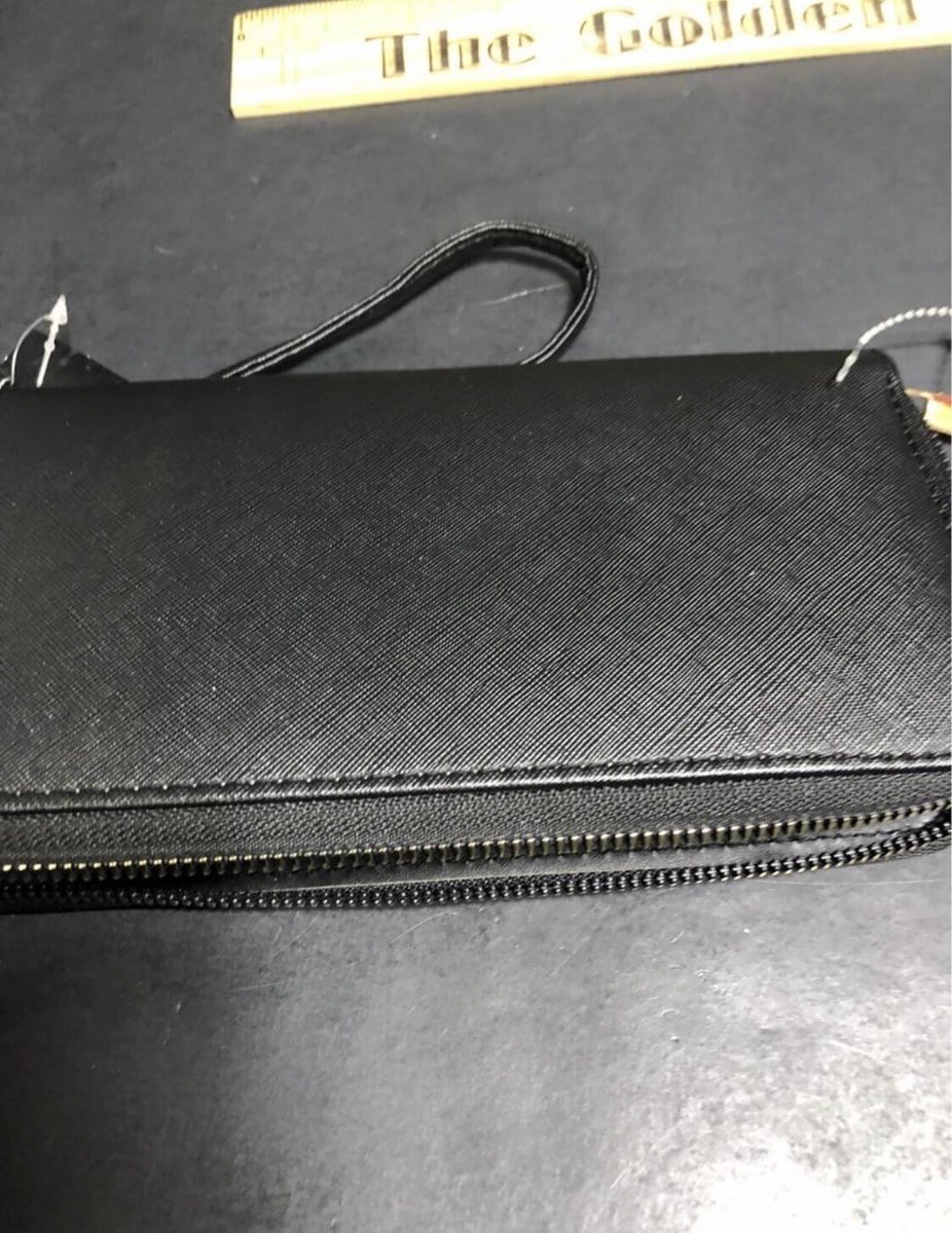 NWT Rebecca & Rifka Large Faux Leather Medallion Zip Wristlet