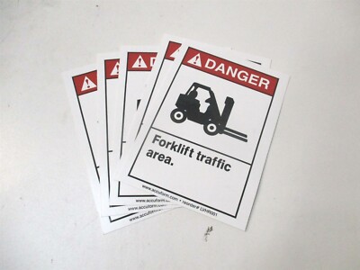 Accuform (LVHR001VSP) 3-1/2'' x 5'' Danger Forklift Traffic Area - Lot of 5
