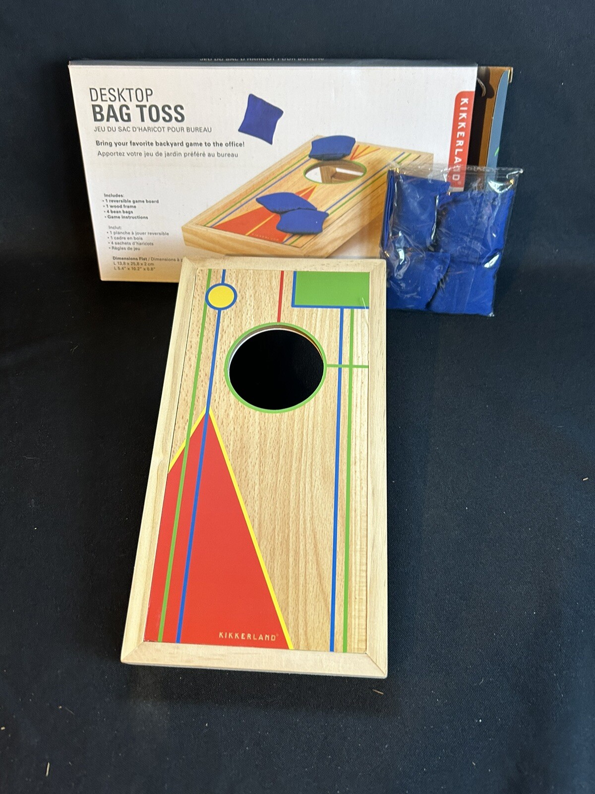 Kikkerland Office Desktop Cornhole Bean Bag Toss Game GG58 CORN HOLE