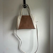 Kate Spade White and Wicker Tan Handbag and Shoulder Bag (J)