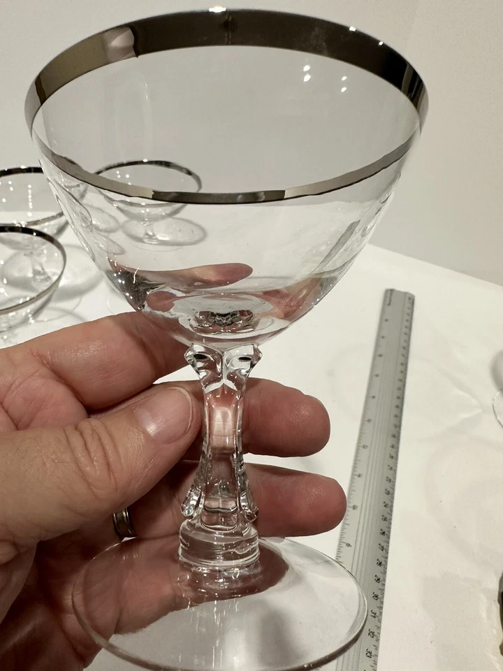 Cuatro copas de Sherbet champán anillo de boda Fostoria borde de platino Foto 3 de 4