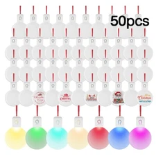 USA warehouse 50pcs Sublimation White Acrylic LED Light Ornaments