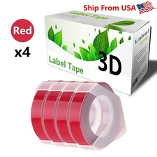 4 Red Rolls Label Tape 3D Compatible Dymo Office-Mate II (154000) Label Makers