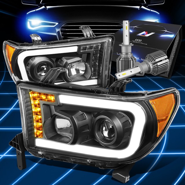 Fit 2008-2017 Toyota Tundra DRL Projector Headlight W/LED Kit+Cool Fan