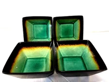 Better Homes & Gardens Jade Crackle Set Of 4 Square Soup/Cereal Bowls 6"