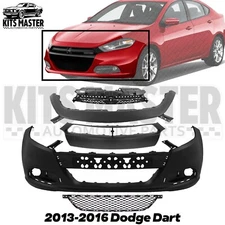 Front Bumper Cover Paintable & Grille Assembly Kit For 2013-2016 Dodge Dart