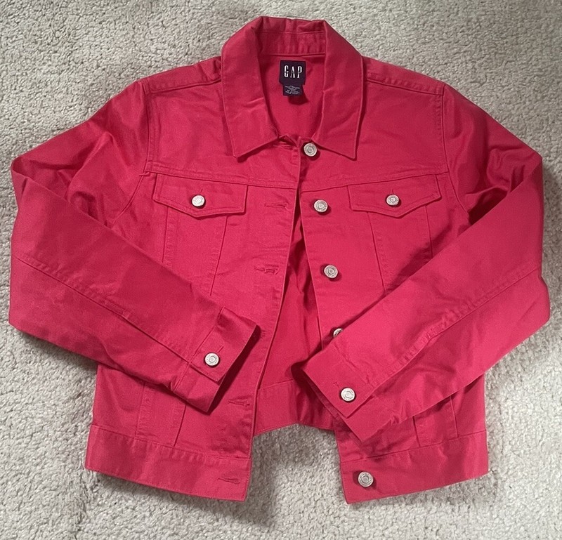 GAP Girls Size XL (16) Jean Jacket Pink-Red GREAT QUALITY