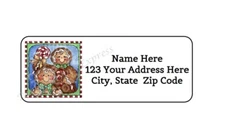 30 CHRISTMAS GINGERBREAD MAN PERSONALIZED RETURN ADDRESS LABELS 1 in X 2.625 in