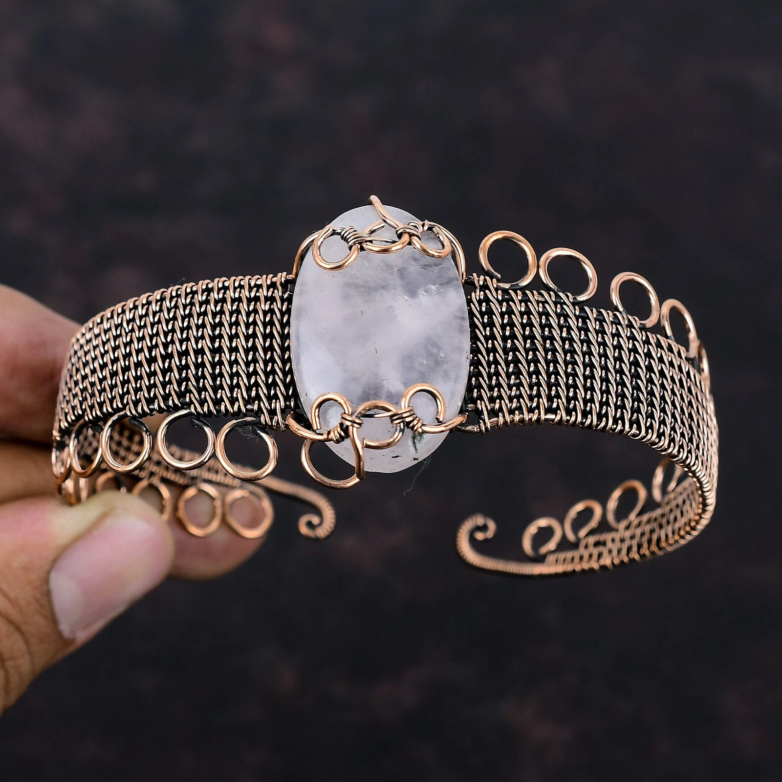 VALENTINO Regalo festa donna quarzo rosa rame mamma regalo filo avvolto bracciale regolabile