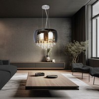 HäNgelampe Esstischleuchte Pendellampe Kristalle Rauch Esszimmerlampe H 120 Cm