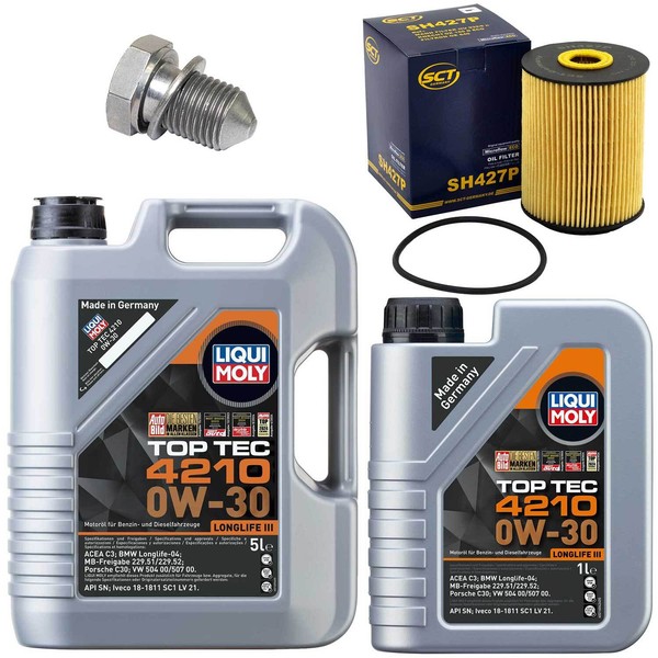 MotoröL Filter Set 0W-30 Liqui Moly 6 Liter + Schraube FüR Vw Sharan Phaeton-image