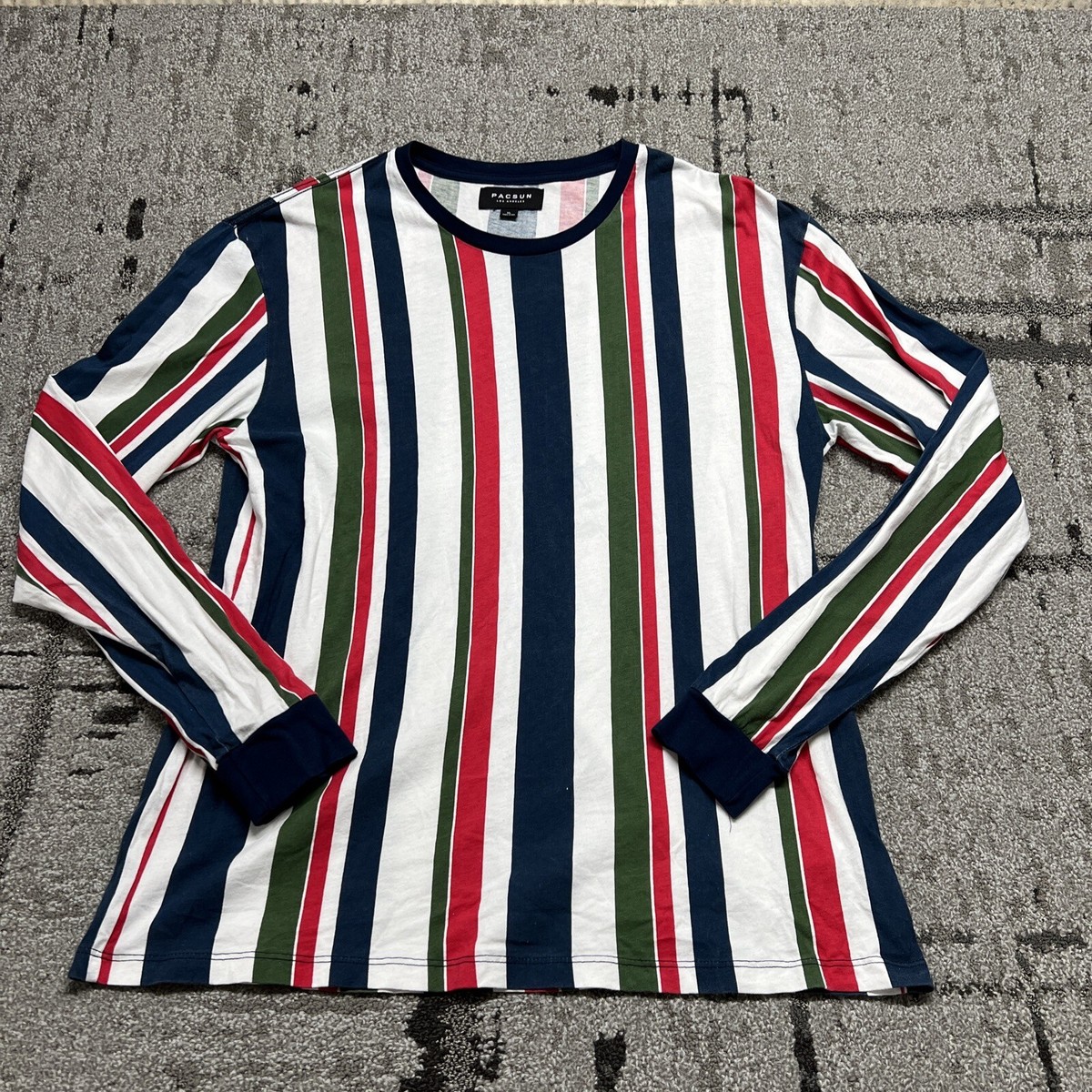PacSun Long Sleeve Tee Men's XL Vertical Stripe T-Shirt Y2K Red