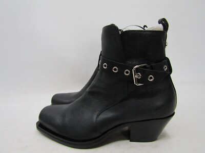 Versace Mens Size 43 EUR Black Leather Buckle Square Toe Ankle 6'' Shaft Boots