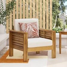 Rabun Patio Outdoor Acacia Wood Club Chairs with Cushions
