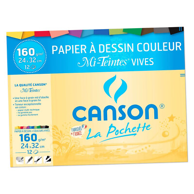 12x CANSON Künstlerpapier Mi Teintes farbig 160g qm Bienenwaben 320x240 mm