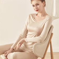 Women Mulberry Silk Thermal Jersey Long John Underwear Sets Top & Bottom