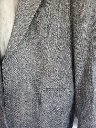 VTG Harbor View Blazer Mens Grey Tweed 100% Pure Wool White Black Fleck 2 Button - Picture 8 of 23