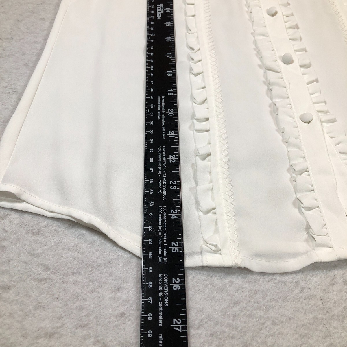Karl Lagerfeld Womens Blouse Sz XXS White Ruffle Button-Up