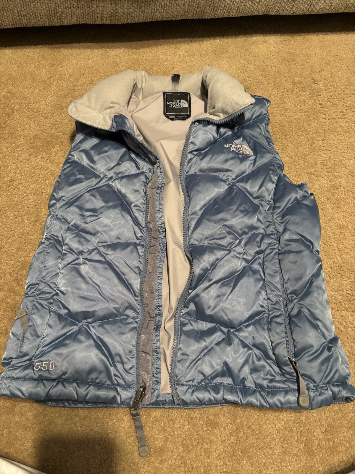 North Face Blue 550 Puffy Vest Size XS Lightweight Warm