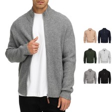 Indicode Cardigan Homme INPeace – tricot col montant silhouette structurée