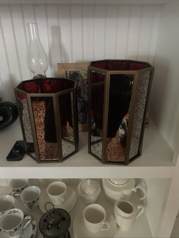 Home Reflections Small & Large Mercury Lantern w/ Fairy Lights in Red Sold Out