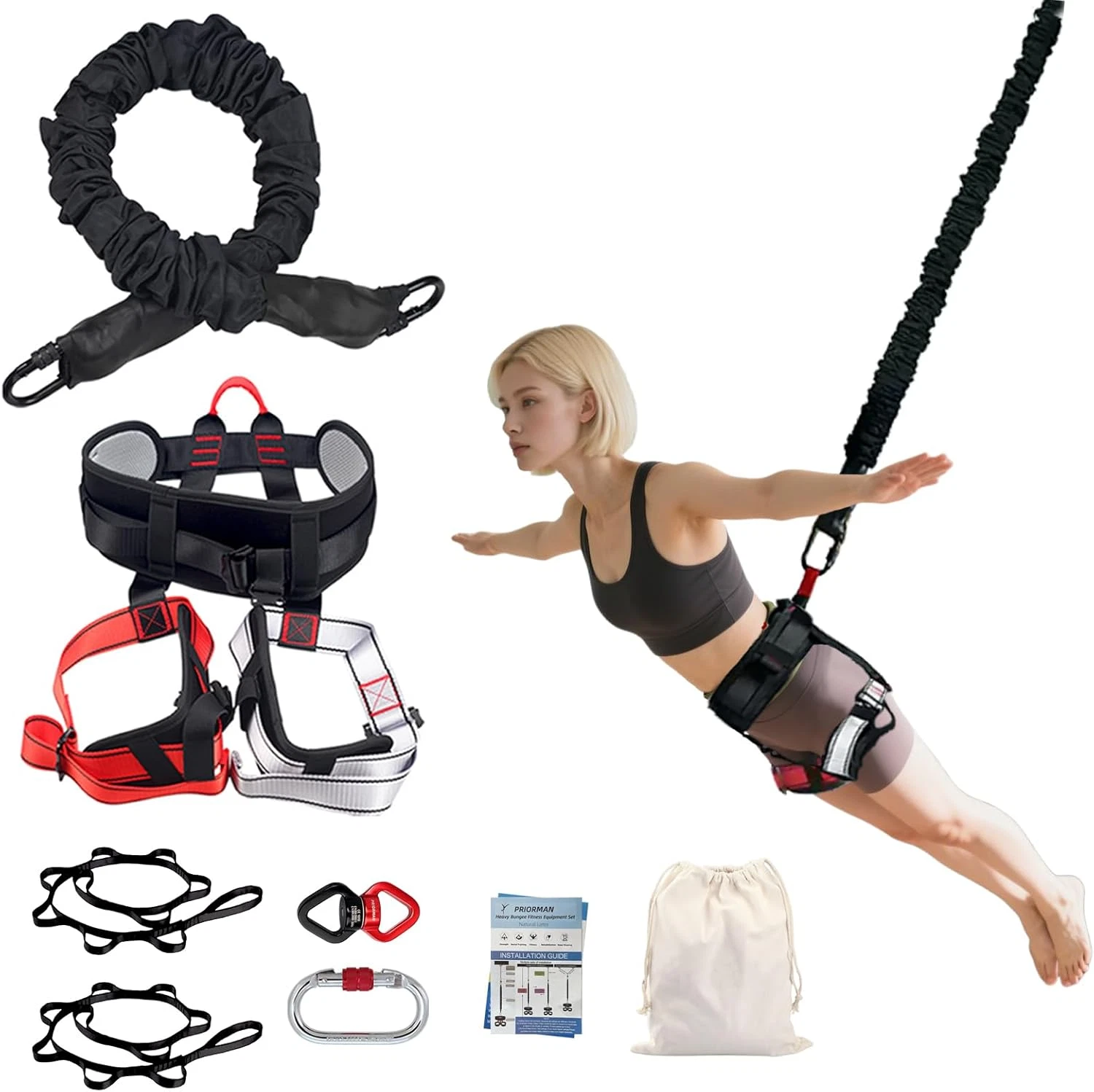 Bungee Fitness Set, Heavy Resistance Band Set, Professional 4D Yoga Bungee Rope