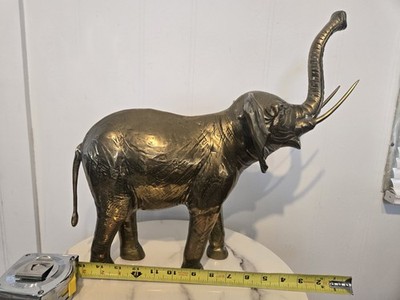 Vintage Brass ELEPHANT Statue Figurine 8.5lb 10'' x 15'' 