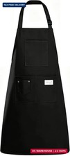 Kitchen Apron, Chef Aprons for Men Women with 5 Pockets, Adjustable Bib Barista